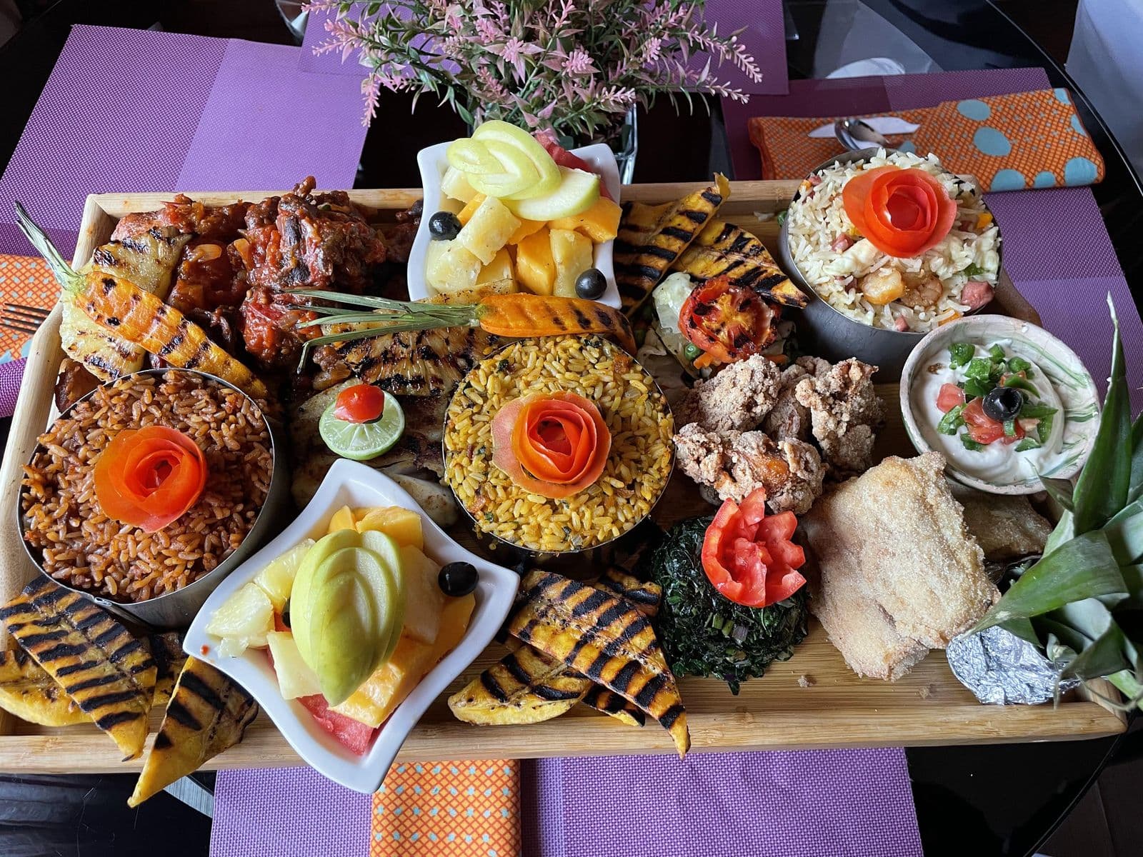A spread of dishes from the Aaron's Place kitchen